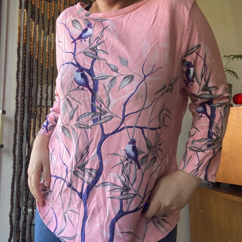 Pink three quarter sleeve cotton shirt